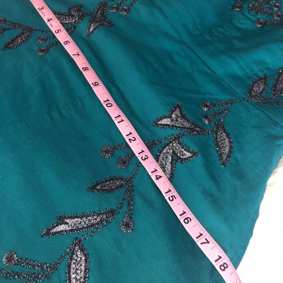 FREE PEOPLE DRESS TEAL GREEN W/ SILVER EMBROIDERY - Picture 7 of 8